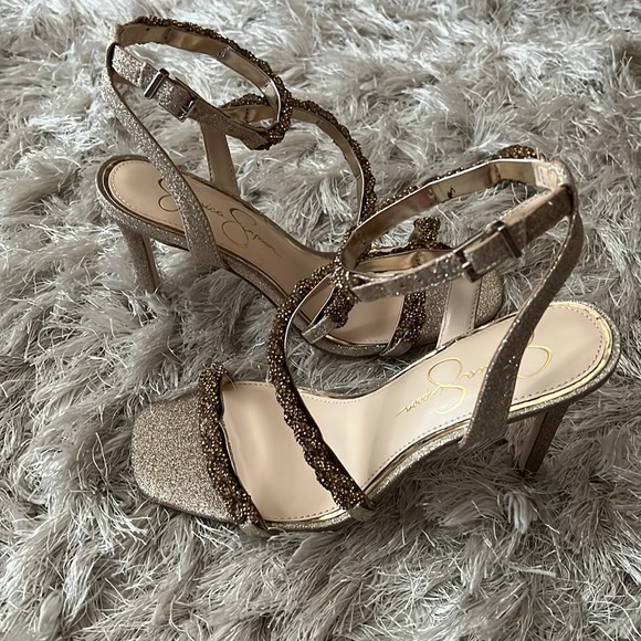 Jessica Simpson Gold & Bronze Sparkling Sandal Heels - Picture 3 of 4